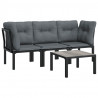 Set de muebles de jardín 4 piezas ratán sintético negro y gris 1
