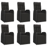 7 pcs conjunto de jantar p/ jardim vime PE/acácia maciça preto 4