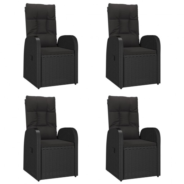 Set de muebles jardín 5 pzas con cojines ratán sintético negro M 4