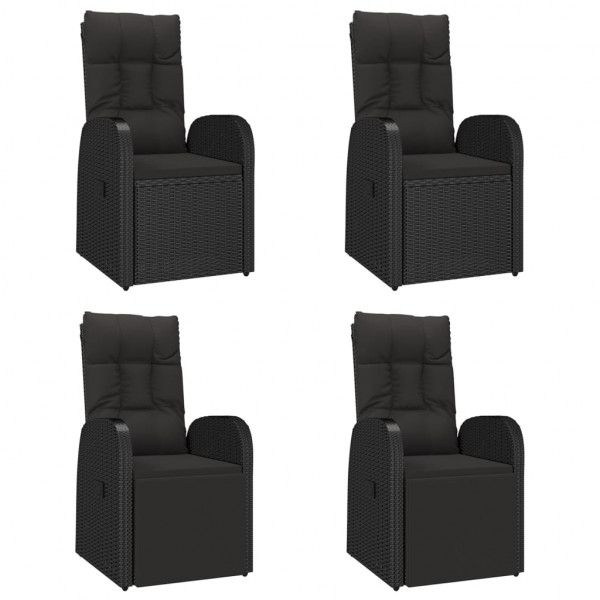 Set de muebles jardín 5 pzas con cojines ratán sintético negro M 4