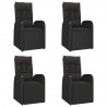 5 pcs conjunto de jantar p/ jardim c/ almofadões vime PE preto 4