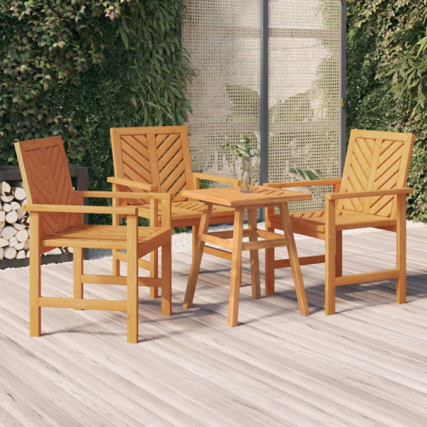 Sillas de comedor para jardín 3 uds madera maciza acacia D
