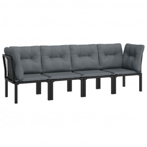 Set de muebles de jardín 4 piezas ratán sintético negro y gris H