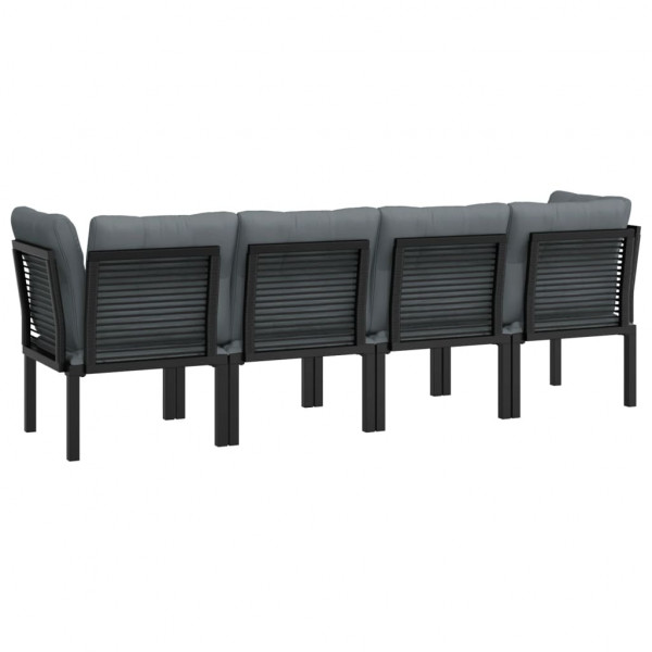 Set de muebles de jardín 4 piezas ratán sintético negro y gris M 5