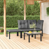 4 pcs conjunto lounge de jardim vime PE preto e cinzento 1