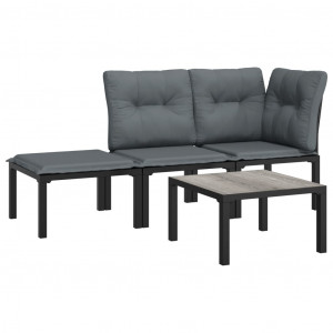 Set de muebles de jardín 4 piezas ratán sintético negro y gris H