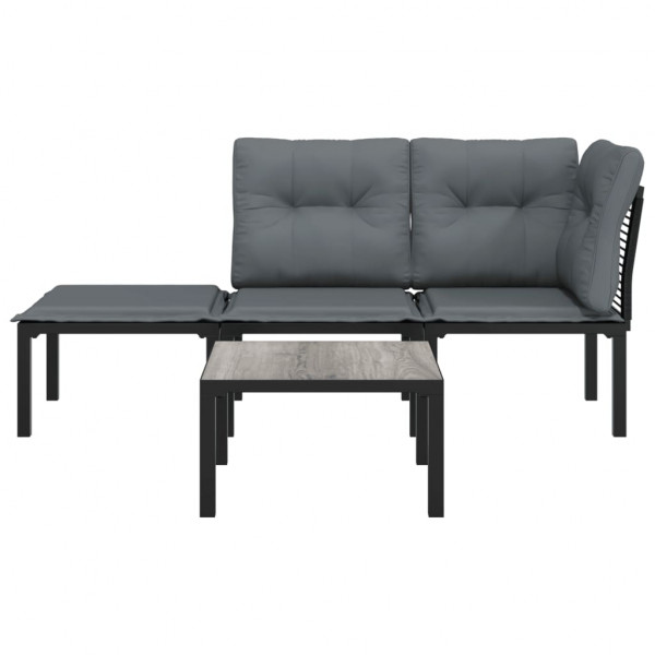 Set de muebles de jardín 4 piezas ratán sintético negro y gris M 3