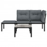 4 pcs conjunto lounge de jardim vime PE preto e cinzento 3