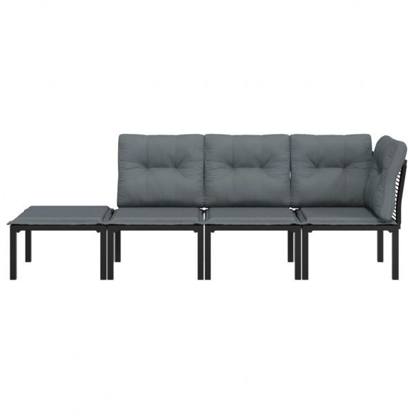 Set de muebles de jardín 4 piezas ratán sintético negro y gris M 3