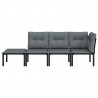 4 pcs conjunto lounge de jardim vime PE preto e cinzento 3