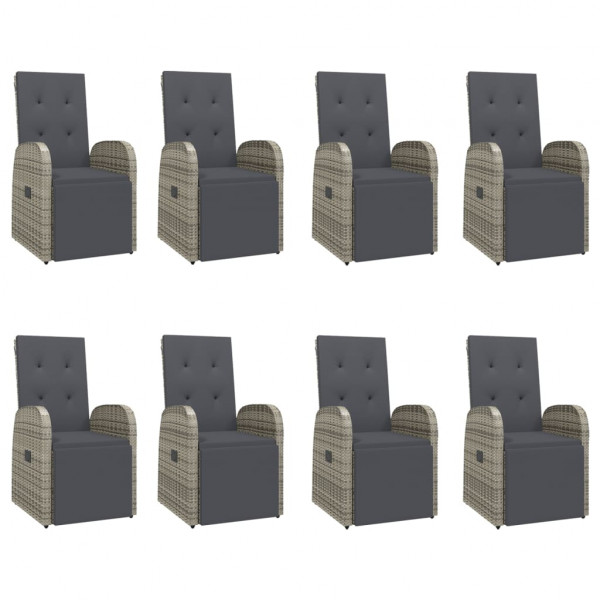 Set comedor jardín 9 pzas y cojines ratán sintético gris M 4