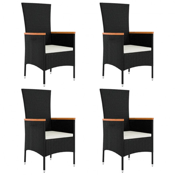 Set de muebles jardín 5 pzas con cojines ratán sintético negro M 4