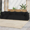 4 pcs conjunto lounge de jardim c/ almofadões vime PE preto 1