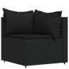 4 pcs conjunto lounge de jardim c/ almofadões vime PE preto 4