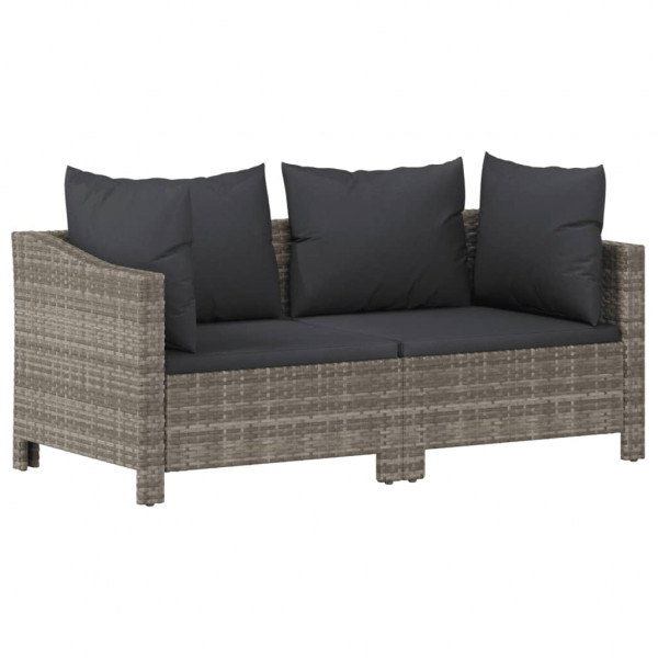 Set de muebles de jardín 2 pzas cojines ratán sintético gris M 2