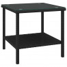 Mesa auxiliar vidrio templado ratán sintético negro 45x45x45 cm 2