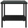 Mesa auxiliar vidrio templado ratán sintético negro 45x45x45 cm 3