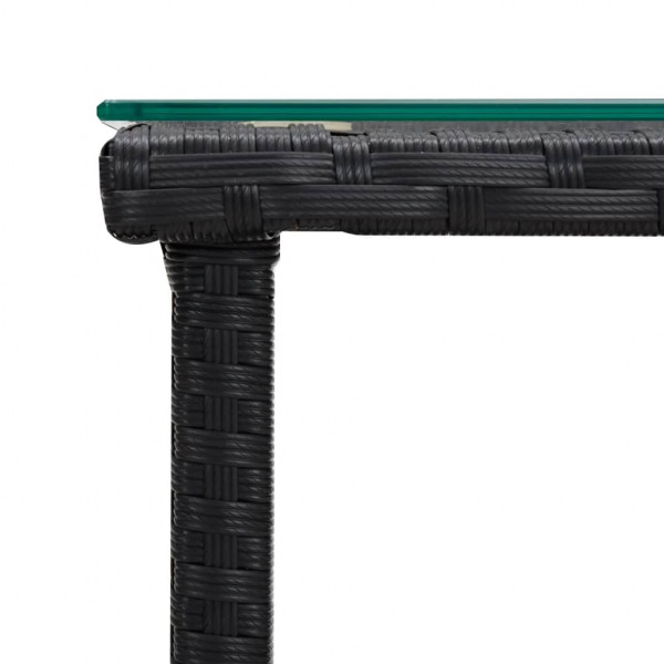 Mesa auxiliar vidrio templado ratán sintético negro 45x45x45 cm M 5