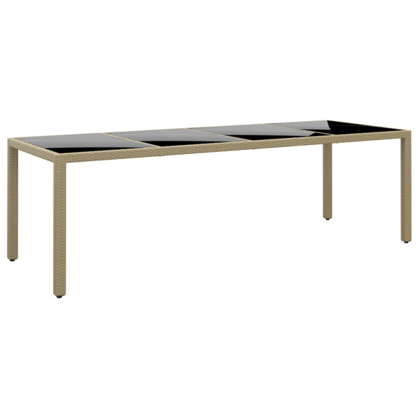 Mesa de jardín superficie de vidrio ratán sintético beige D