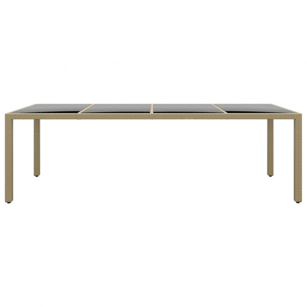 Mesa de jardim com tampo de vidro vime PE bege M 2