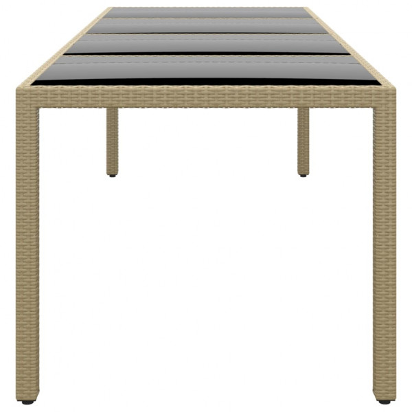 Mesa de jardín superficie de vidrio ratán sintético beige M 3