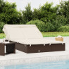 Tumbona 2 personas toldo plegable ratán PE marrón 213x118x97 cm 1
