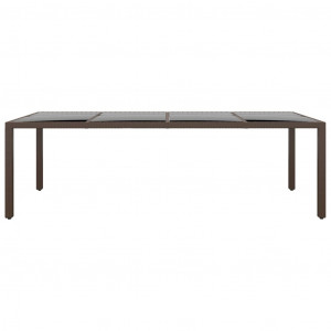 Mesa de jardín superficie de vidrio ratán sintético marrón H