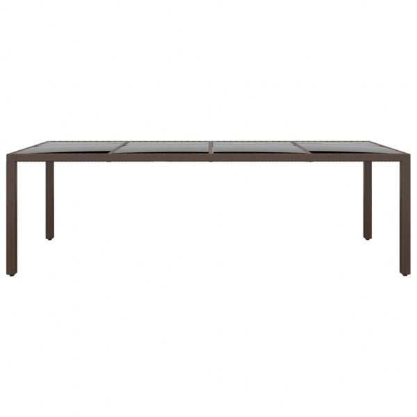 Mesa de jardim com tampo de vidro vime PE castanho M 2