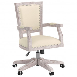 Silla de oficina giratoria de lino beige H
