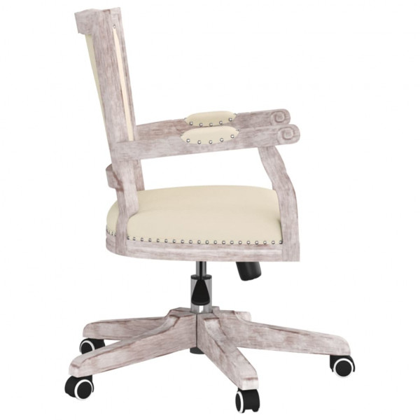 Silla de oficina giratoria de lino beige M 4