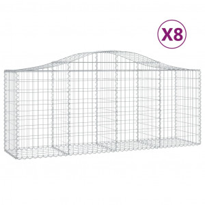 Cestos gabião arqueados 8 pcs 200x50x80/100cm ferro galvanizado H