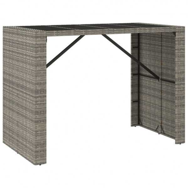 Mesa alta bar con superficie vidrio ratán PE gris 145x80x110 cm M 2
