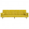 Sofá-cama com almofadões veludo amarelo 4