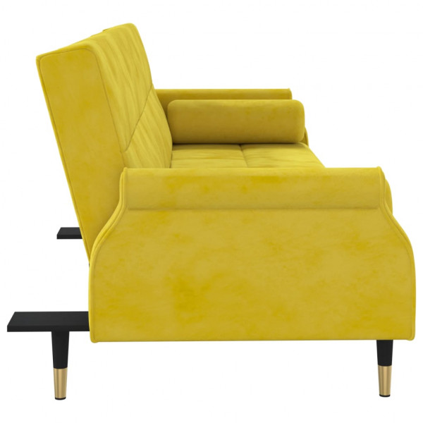 Sofá cama con cojines terciopelo amarillo M 5