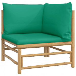 Set de muebles de jardín 6 piezas bambú con cojines verde H