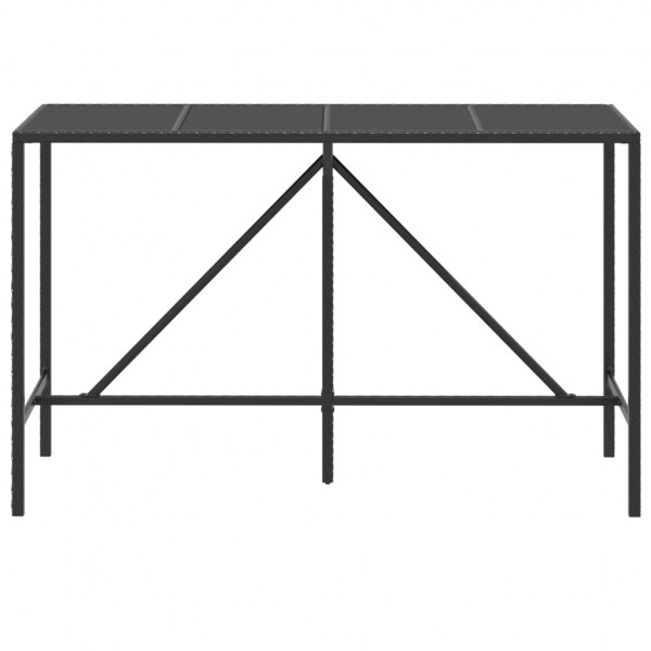 Mesa de bar com tampo de vidro 180x70x110 cm vime PE preto M 3