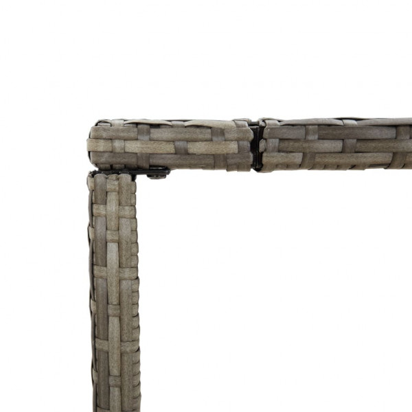 Mesa de bar com tampo de vidro 180x70x110 cm vime PE cinzento M 5