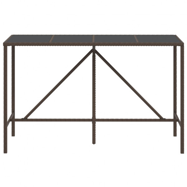 Mesa alta bar superficie vidrio ratán PE marrón 180x70x110 cm M 3