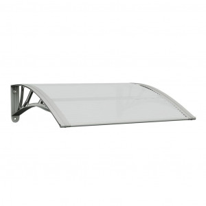 Toldo para porta 80x75 cm policarbonato cinzento e transparente H