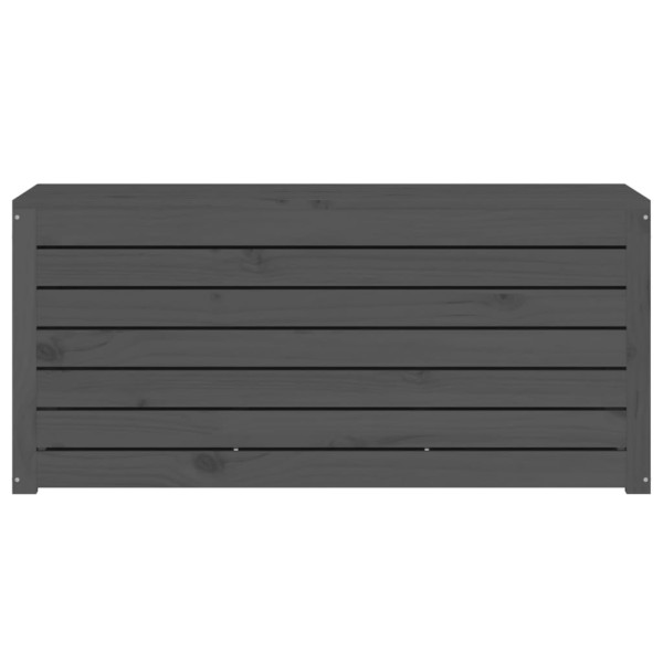 Baúl de jardín madera maciza de pino gris 101x50.5x46.5 cm M 5