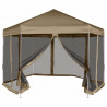 Tenda pop-up hexágono c/paredes 3.6x3.1m 220g/m² cinza-castanho 1
