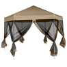 Carpa desmontable hexagonal paredes gris taupe 3.6x3.1m 220g/m² 3
