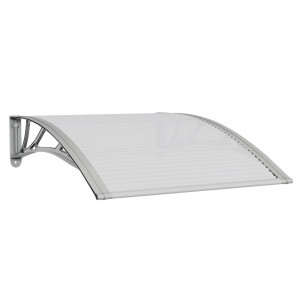 Marquesina puerta policarbonato gris y transparente 100x80 cm H