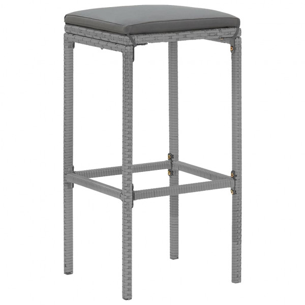 5 pcs conjunto de bar p/ jardim c/ almofadões vime PE cinzento M 5