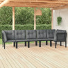 6 pcs conjunto lounge de jardim vime PE preto e cinzento 1