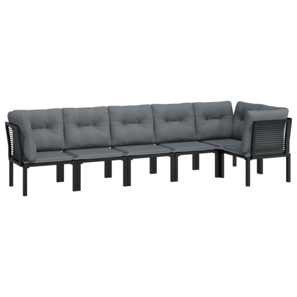 6 pcs conjunto lounge de jardim vime PE preto e cinzento M 3