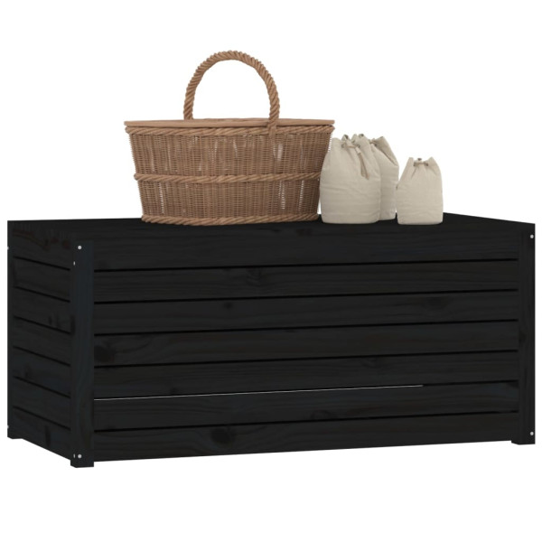 Baúl de jardín madera maciza de pino negro 101x50.5x46.5 cm M 4