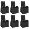 7 pcs conjunto de jantar p/ jardim c/ almofadões vime PE preto 4