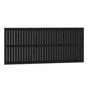 Cabecero de cama de pared madera maciza pino negro 204x3x90 cm H
