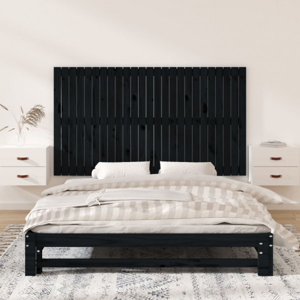 Cabecero de cama de pared madera maciza pino negro 159.5x3x90cm M 3